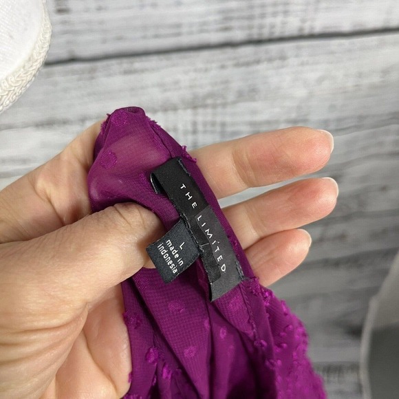 The Limited Blouse Tunic size Large Mulberry Purple Sheer Gold Pockets Lagenlook - Picture 10 of 10